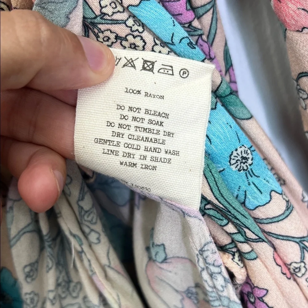 Spell - Sayulita Frill Colorful Floral V Neck Long Sleeve Midi Dress Size Medium - Picture 12 of 14